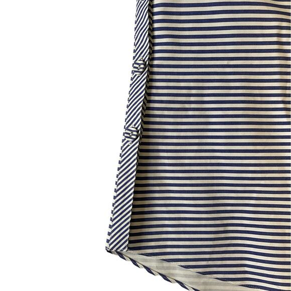 Self Portrait Asymmetrical Blue Striped Top Blouse Size 2 - Picture 5 of 13